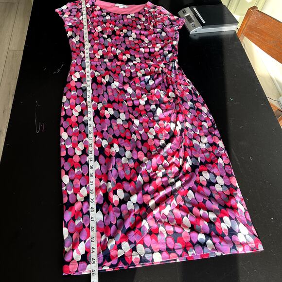 Boden Women Size US10L Bella Geometric Print Jersey Knit Dress Pink/Gray Midi - Picture 9 of 12